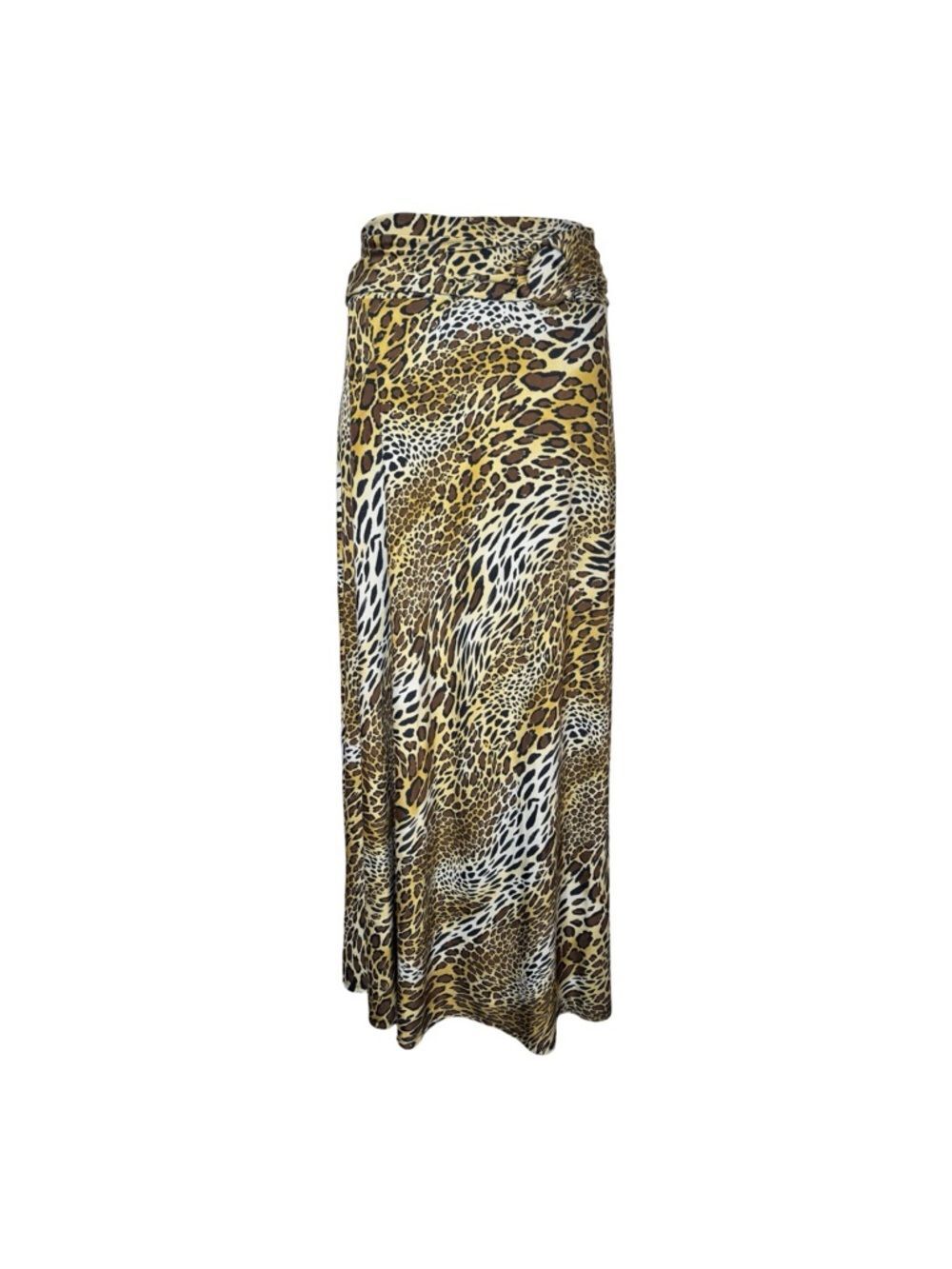Y2K Robert Louis Leopard Print Belted Maxi Skirt Size Large